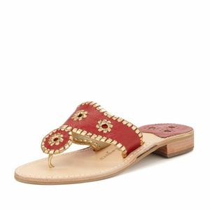6 - NEW JACK ROGERS SPIRIT SANDALS RED & GOLD